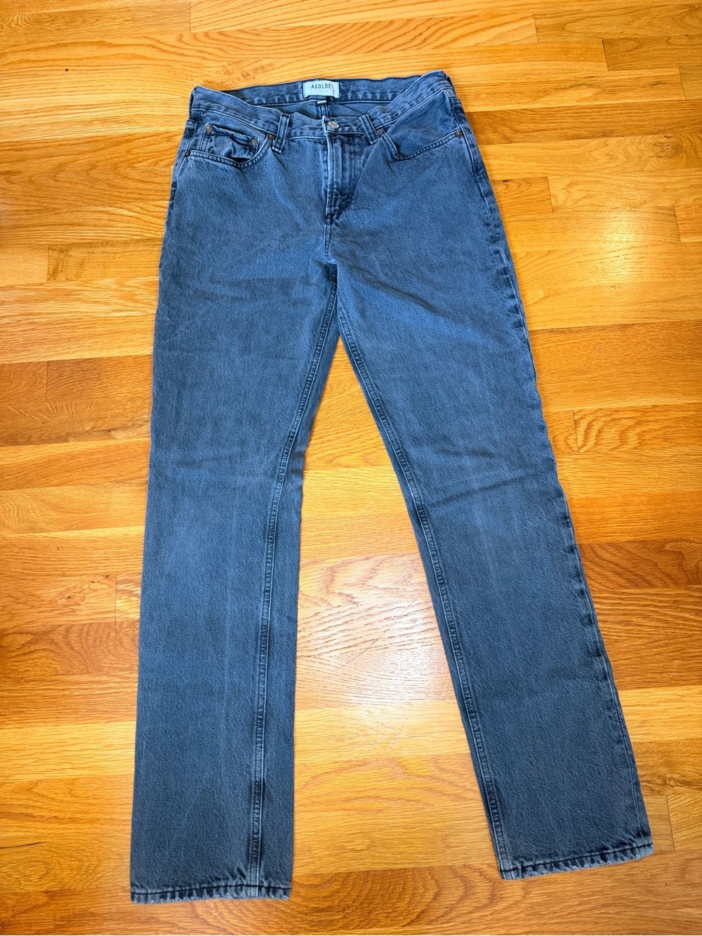 AGOLDE Lyle High Rise Straight Leg Jeans Gray Wash Size 26 Premium Denim